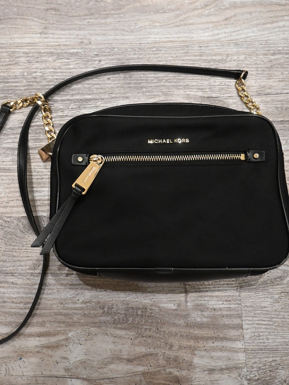 Michael Kors Black Crossbody Bag with Gold Hardware